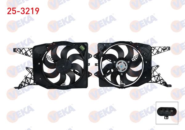VEKA 25-3219 | Fan Motoru (Su + Klima) Davlumbazlı Rezistanslı Tekli Fan Opel Corsa D 1.3 CDTI 2006-2014