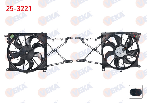 VEKA 25-3221 | Fan Motoru (Su + Klima) Davlumbazlı Rezistanslı Tekli Fan (4 Fişli) 390mm Opel Astra H 1.4İ (Z14xep) 2004-2010