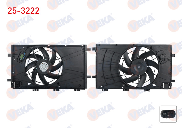 VEKA 25-3222 | Fan Motoru (Su + Klima) Davlumbazlı Rezistanslı Tekli Fan 383mm 300W Opel Insignia 1.6 (A16xer) 2008 -