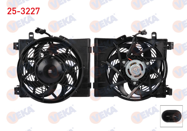 VEKA 25-3227 | Fan Motoru Davlumbazlı Tekli Fanlı Opel Corsa C 1.0, 1.2, 1.4 2000-2009
