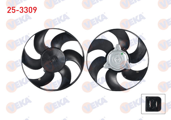 VEKA 25-3309 | Fan Motoru (Motor + Pervane) (Su + Klima) Peugeot 306 (7B,N3,N5) 1.4İ Cap 320mm 1997-2002