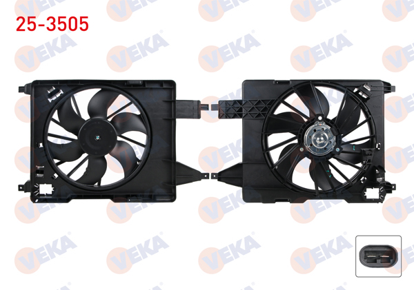 VEKA 25-3505 | Fan Motoru Su Radyatörü Davlumbazlı Tekli Fanlı Renault Megane II (Bm0 / 1,Cm0 / 1) 1.5 DCI M-T Ac + 2002-2008