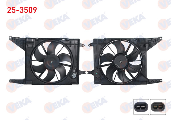 VEKA 25-3509 | Fan Motoru Su Radyatörü Davlumbazlı Tekli Fanlı Rezistanslı Dacia Logan (Ls) 1.5 DCI 2004-2012