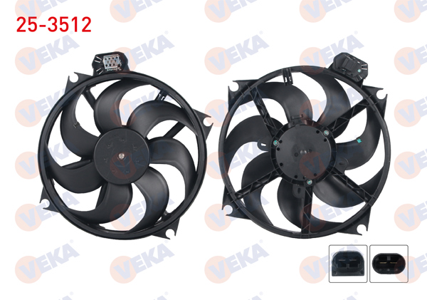 VEKA 25-3512 | Fan Motoru (Su + Klima) Davlumbazlı Tekli Fan Renault Fluence (L30) 1.5 DCI 2009 -