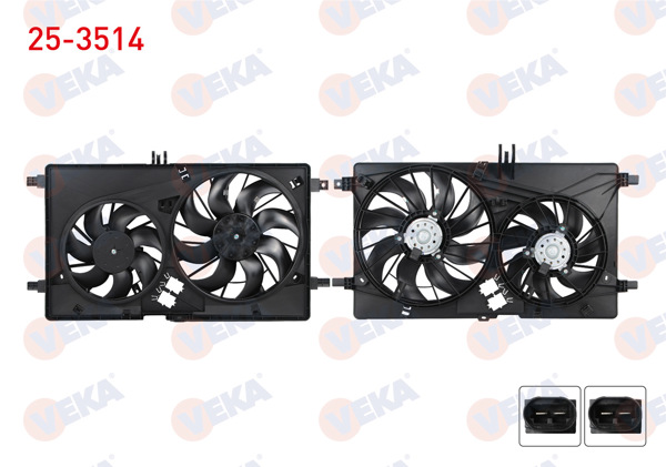 VEKA 25-3514 | Fan Motoru (Su + Klima) Davlumbazlı Çiftli Fan Renault Master III (Fv) (Tek Teker) 2.3 DCI 2010 -