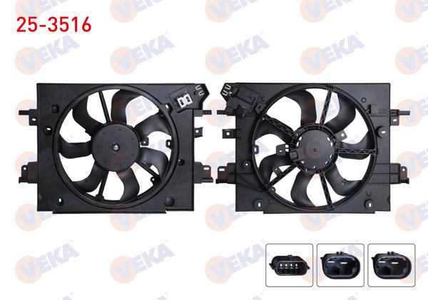 VEKA 25-3516 | Fan Motoru Su Radyatörü Davlumbazlı Tekli Fanlı Rezistanslı Dacia Duster 1.5 DCI, 1.3 TCE 4X4 2012 -