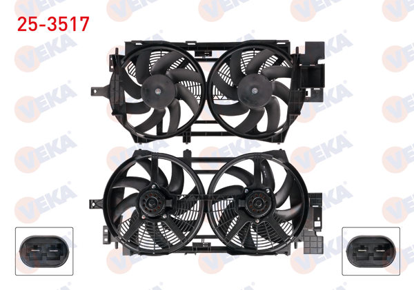 VEKA 25-3517 | Fan Motoru Davlumbazlı Çift Fanlı Renault Laguna 1.6İ 16V-1.8İ 16V-1.9 DCI-2.0İ 16V-2.2 Dt-3.0İ 1993-2001