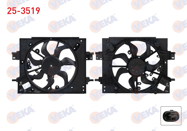 VEKA 25-3519 | Fan Motoru Davlumbazlı Tek Fanlı Dacia Duster 1.5 DCI 2017 -