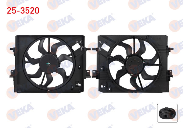 VEKA 25-3520 | Fan Motoru Davlumbazlı Tek Fanlı Renault Clio V, 1.0 TCE 2019 -