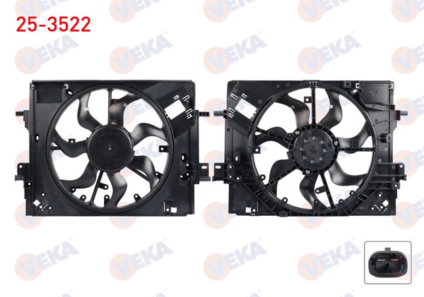 VEKA 25-3522 | Fan Motoru Davlumbazlı Tek Fanlı Renault Clio V 1.3 TCE-1.5 Blue DCI 2020 -