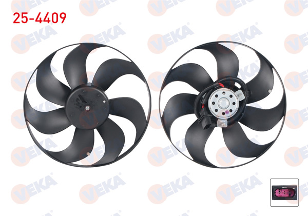 VEKA 25-4409 | Fan Motoru (Motor + Pervane) Su Radyatörü Volkswagen Polo (6N1) 1.4 Cap.345mm 1994-1999