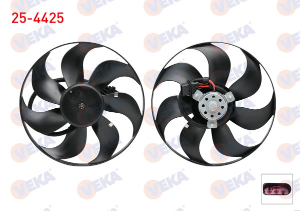 VEKA 25-4425 | Fan Motoru (Motor + Pervane) Su Radyatörü Volkswagen Golf IV (1J1) 1.6İ 1997-2005