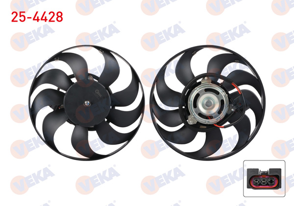 VEKA 25-4428 | Fan Motoru (Motor + Pervane) Su Radyatörü Volkswagen Polo (9N_) 1.4İ 16V 2001-2012