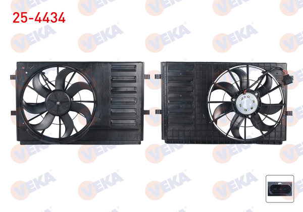 VEKA 25-4434 | Fan Motoru (Su + Klima) Davlumbazlı Tekli Volkswagen Polo (6R,6C) 1.4 2009 -