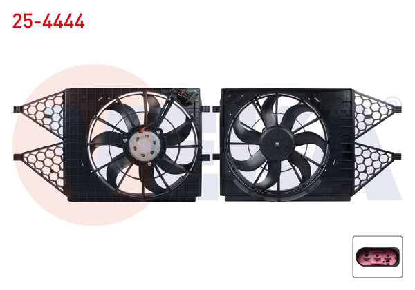 VEKA 25-4444 | Fan Motoru Davlumbazlı VW Polo (9N) 1.4 16V 2001-2007 / Polo V (6R1) 1.4 TSI 2012-2014 / Skoda Fabia I Sedan (6Y3) 1.4 16V 2006-2007 / Fabia II (542) 1.6 TDI 2010-2014