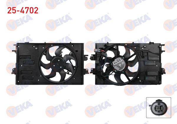 VEKA 25-4702 | Fan Motoru Davlumbazlı Dacia Duster (Hjd) 1.0-1.3 TCE 2020-/ Sandero 1.0, 1.5 DCI 2020 -