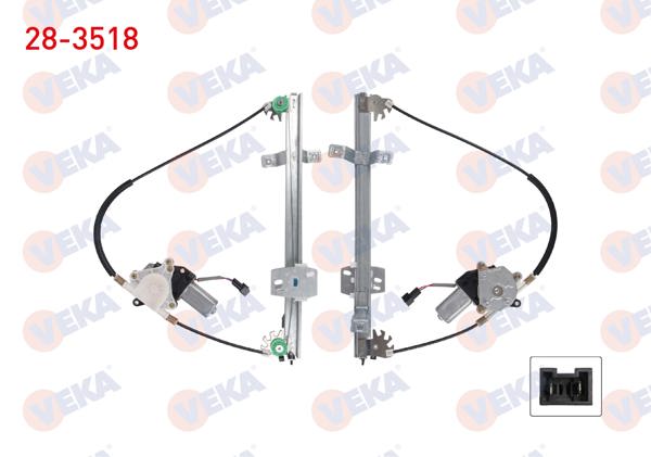 VEKA 28-3518 | Cam Krıkosu Elektrikli Telli Sol Ön Renault R9 1.4-1.6 1985-2000 / R11 Flash 1.7 1987-1995