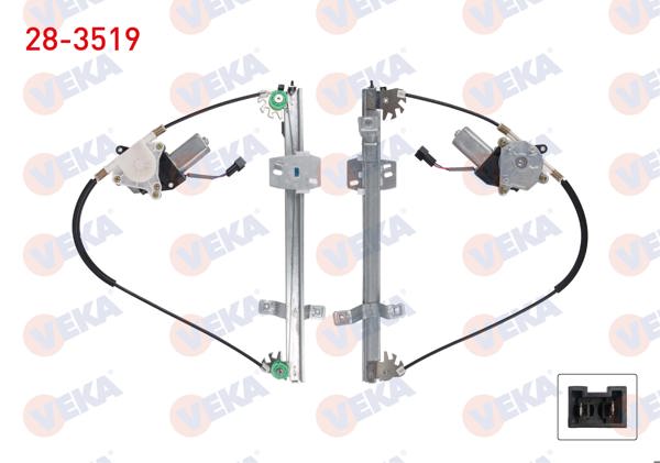 VEKA 28-3519 | Cam Krıkosu Elektrikli Telli Sağ On Renault R9 1.4-1.6 1985-2000 / R11 Flash 1.7 1987-1995