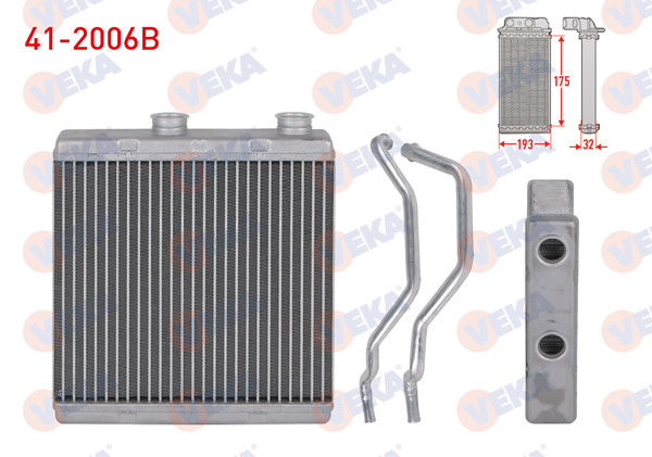 VEKA 41-2006B | Kalorifer Radyatörü Brazing (5.5mm Fin) Honda Civic VIII 1.4 2005-2012 / Civic VIII 2.0 Typer 2005-2012