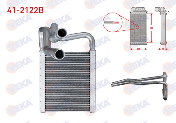 VEKA 41-2122B | Kalorifer Radyatörü Brazing (5.5mm Fin) Hyundai i20 1.4 CRDI 2008-2015