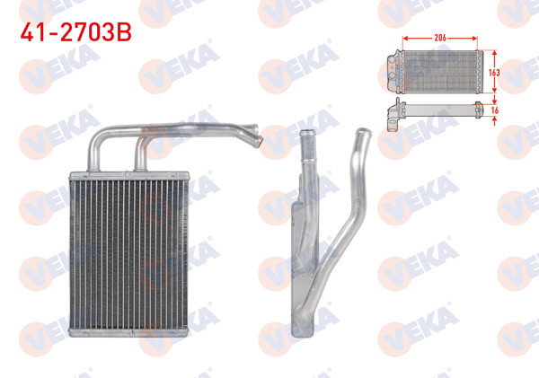 VEKA 41-2703B | Kalorifer Radyatörü Brazing (5.5mm Fin) Mazda 6 (Gg,Gy) 2.0İ 2002-2007