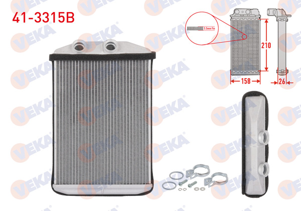 VEKA 41-3513B | Kalorifer Radyatörü Brazing (4mm Fin) Renault Master III (Fv) 2.3 Dcı 2010 -