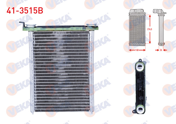 VEKA 41-3515B | Kalorifer Radyatörü Brazing Renault Fluence 1.5 DCI 2010-/ Megane III 1.5 DCI, 1.6-1.6 DCI 2008-2015 / Scenic III 1.5-1.6 DCI 2009-2016 / Traffic III 1.6 DCI 2014 -