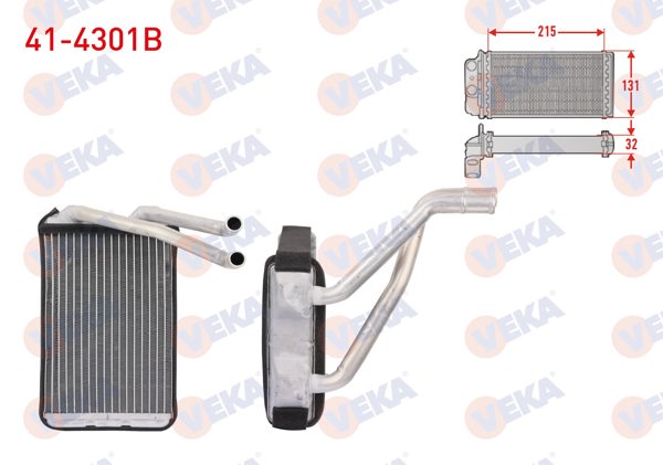 VEKA 41-4301B | Kalorifer Radyatörü Brazing (4.5mm Fin) Toyota Corolla (_E10_) 1.3İ Ae101 1992-1997