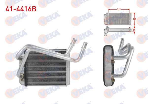 VEKA 41-4416B | Kalorifer Radyatörü Brazing Volkswagen Transporter V 1.9 TDI-2.0 TDI 2003-2011 / Transporter VI 2.0 TDI 2015 -