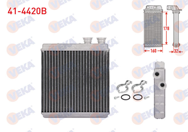 VEKA 41-4420B | Kalorifer Radyatörü Brazing Volkswagen Polo VI 1.0-1.0 TSI-1.6 TDI 17-/ T-Cross 1.0 TSI 18-/ Taıgo 1.0 TSI-1.5 TSI 21-/ Arona 1.0 TSI-1.6 TDI 17-/ Ibiza V 1.0-1.0 TSI-1.6-1.6 TDI 17 -