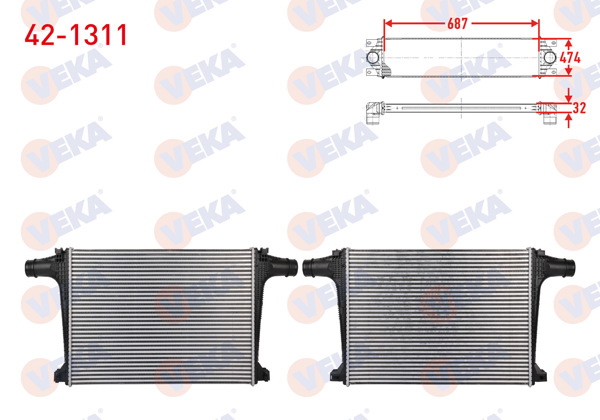 VEKA 42-1311 | Turbo Radyatörü (Intercooler) Audi Q7 2.0 TFSI, 3.0 TDI 2015-/ Volkswagen Touareg 3.0 TDI 2018-2023