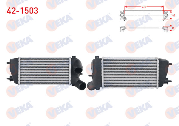 VEKA 42-1503 | Turbo Radyatörü (Intercooler) Citroen C2 1.4 HDI 2003-2009 / C3 1.4 HDI 2002-2009