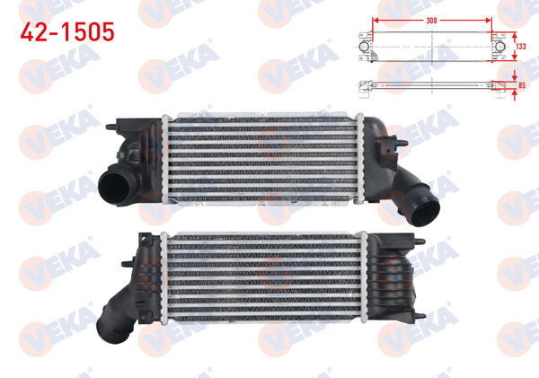 VEKA 42-1505 | Turbo Radyatörü (Intercooler) Citroen C5 II 1.6 HDI-2.0 HDI 2004-2008 / Peugeot 407 1.6 HDI-2.0 HDI 2004-2011