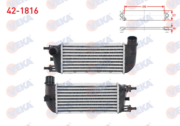 VEKA 42-1816 | Turbo Radyatörü (Intercooler) Fiat 500 1.2-1.3 Mjt 2008-2012