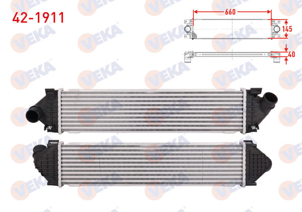 VEKA 42-1911 | Turbo Radyatörü (Intercooler) Ford Focus II 1.6 TDCI 2008-2011 / S-Max 1.6 TDCI 2006-/ Mondeo IV 1.6 TDCI-2.0 TDCI 2007-2014 / Kuga I 2.0 TDCI 2008-2013 / Volvo S60 II 1.6 D 2010-/ V60 1.6 D 2010 -