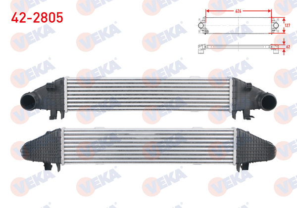 VEKA 42-2805 | Turbo Radyatörü (Intercooler) Mercedes C Serisi (W204) C 180-C 200 2007-2014 / E Serisi (W212) E 200 2009 -