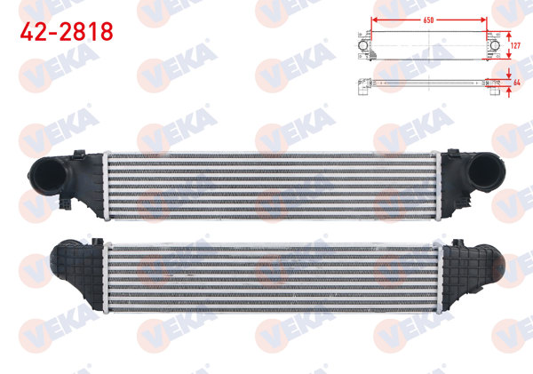 VEKA 42-2818 | Turbo Radyatörü (Intercooler) Mercedes C Serisi (W203) C180-C200-C200 CDI-C220 CDI-C230-C270 CDI 2000-2006 / Clc Serisi (Cl203) Clc 160 2008-2011 / CLK (C209) 200-320 CDI 2002-2009