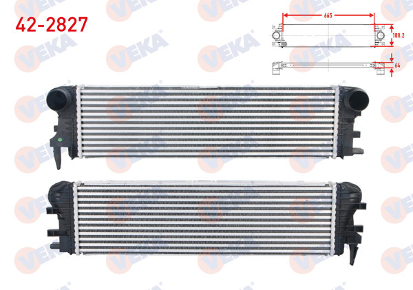 VEKA 42-2827 | Turbo Radyatörü (Intercooler) Mercedes Vito (W447) 114 CDI-116 CDI-119 Bluetec 2014 -