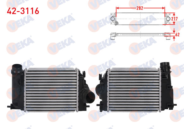 VEKA 42-3116 | Turbo Radyatörü (Intercooler) Renault Kadjar 1.6 TCE 165 163 Hp 2016 -