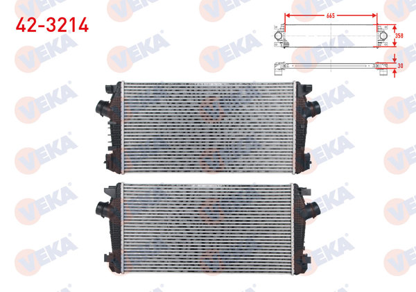 VEKA 42-3214 | Turbo Radyatörü (Intercooler) Opel Astra J 1.6 CDTI 2009-2016 / Opel Zafira C 1.6 CDTI 2014-/ Chevrolet Cruze 2.0 CDI 2011-2014