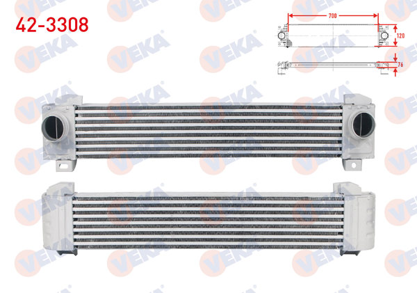 VEKA 42-3308 | Turbo Radyatörü (Intercooler) Peugeot 308 1.6 Thp 2007-2013 / Rcz 1.6 Thp 2010-/ Citroen Ds4-Ds5 1.6 Thp 2011 -