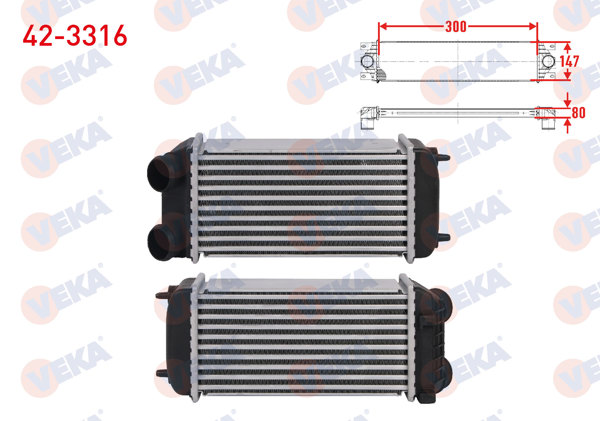 VEKA 42-3316 | Turbo Radyatörü (Intercooler) Peugeot 206 CC 1.6 HDI 110 109 Hp 2005-2007
