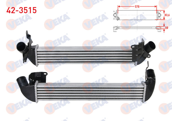 VEKA 42-3515 | Turbo Radyatörü (Intercooler) Renault Clio II (Bb0 / 1 / 2,Cb0 / 1 / 2) 1.5 DCI 1998-2005