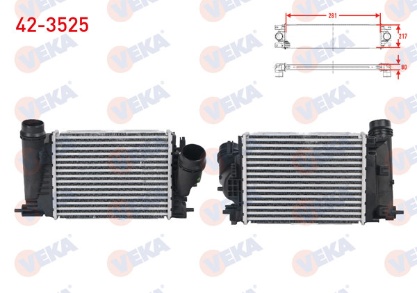 VEKA 42-3525 | Turbo Radyatörü (Intercooler) Renault Megane IV 1.6 DCI 2016-/ Talisman-Espace V 1.6 DCI 2015 -