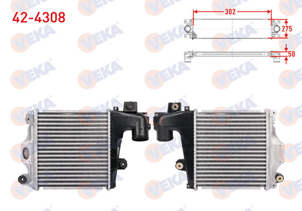 VEKA 42-4308 | Turbo Radyatörü (Intercooler) Toyota Hilux VII Pick-Up (_N2_) 3.0 D-4D 2011-2015
