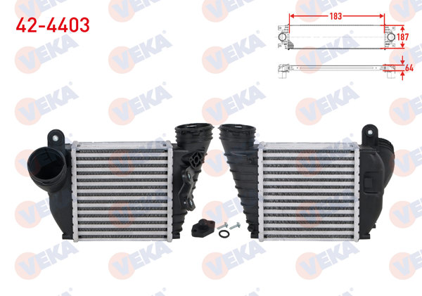VEKA 42-4403 | Turbo Radyatörü (Intercooler) Volkswagen Golf IV (1J1) 1.9 TDI Segmanlı 1997-2005