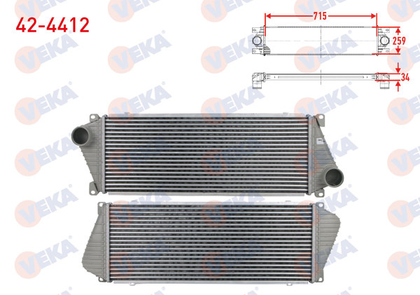 VEKA 42-4412 | Turbo Radyatörü (Intercooler) Volkswagen Lt 28-35 II (2Db,2De,2Dk) 2.5 TDI 1996-2006