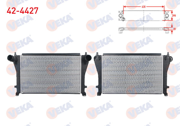 VEKA 42-4427 | Turbo Radyatörü (Intercooler) VW Golf VII 2.0 Gtı 2012-/ Passat 2.0 TSI 2014-/ Superb 2.0 TSI 2015-/ Leon 2.0 TFSI 2012-/ Audi Tt 2.0 TFSI 2013 -