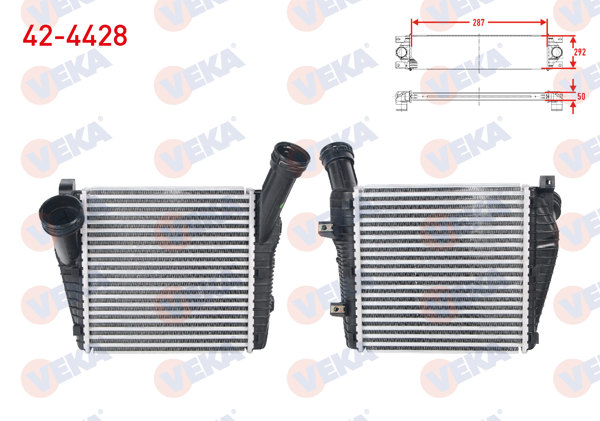 VEKA 42-4428 | Turbo Radyatörü (Intercooler) Volkswagen Touareg 3.0 TDI V6 2002-/ Audi Q7 3.0 TDI-3.0 TFSI 2006-2015 / Porsche Cayenne 3.0 D 2010 -