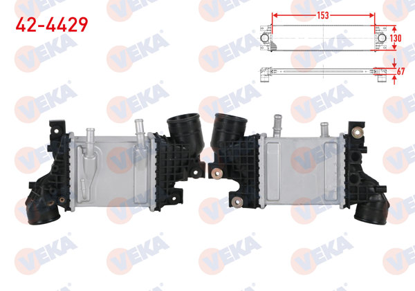 VEKA 42-4429 | Turbo Radyatörü (Intercooler) Su Soğutmalı Volkswagen Crafter 50 (Sy_Sz) 2.0 TDI 2018 -
